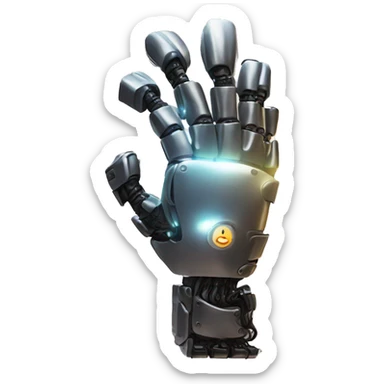 magnific shiny power in a robotic hand sticker