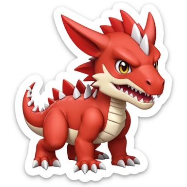 Cute Baby Chibi Digimon-Guilmon-Tyrantrum-Tyrunt-hybrid (full body) sticker