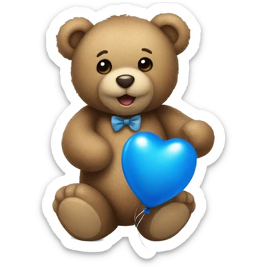 Teddy bear holding blue balloons sticker