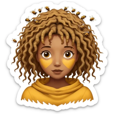 a complete nude women but her head is a bee nest sticker