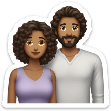 girl with long curly brown hair and her boyfrind with blaack beard sticker