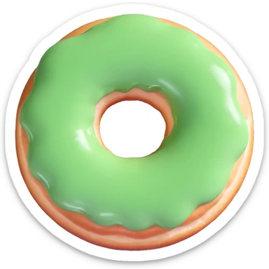 donut with bright green cream glaze, top view, shiny and appetizing, no text sticker
