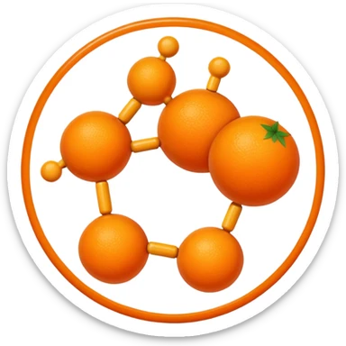 orange with vitamin C molecule sticker