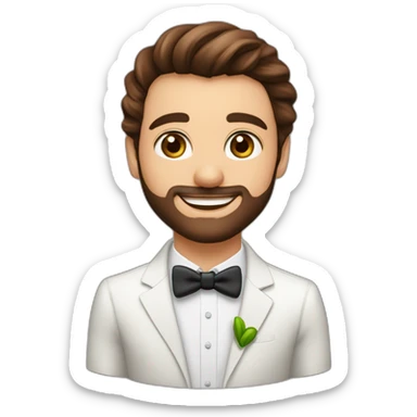 Mariage avec une femme avec les yeux verts cheveux long chatin foncé long et lisse et un homme yeux marron cheveux boucle long chaton foncé sticker