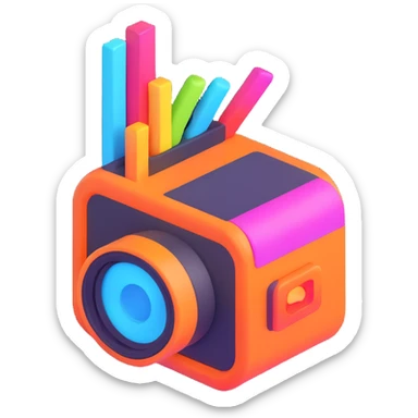 3D vibrant video editor icon, no text sticker