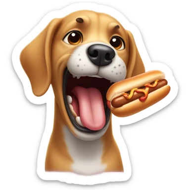 Crazy dog eating a hotdog sticker