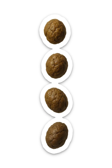 FECI DI ANIMALE A PALLINE UN PO' ALLUNGATE CADONO DALL'ALTO VERTICALMENTE, IPERREALISTICO 4K sticker