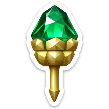 emerald Acorn, sparkling like a diamond, with short top and stem made of gold and diamond sticker