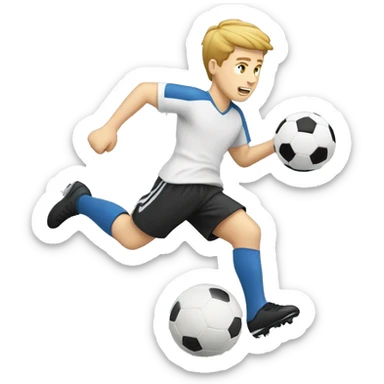 a white boy kicking soccer, runing sticker