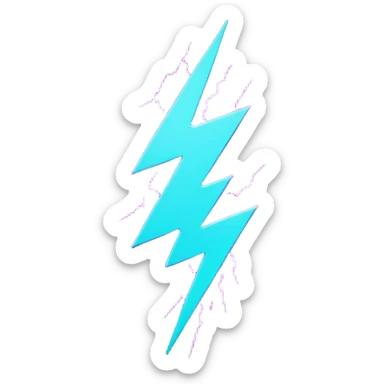 futuristic minimalistic glowing lightning bolt symbol, neon purple and cyan light, dark background, sleek cyberpunk tech style, no face, 1:1 aspect ratio sticker