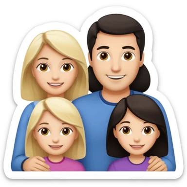 Familia : Hombre pelo oscuro, Mujer pelo oscuro, hija mayor pelo mono , hija menor pelo oscuro. sticker