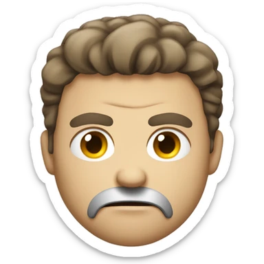 very angry male head with a beard and short scruffy medium brown hair  sticker