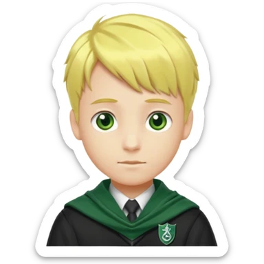 yellow hair boy in Slytherin uniform with silver scarf sticker