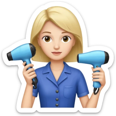 peluquera con secador de pelo y peine en la mano sticker