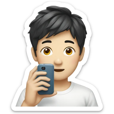 korean boy with phone sticker