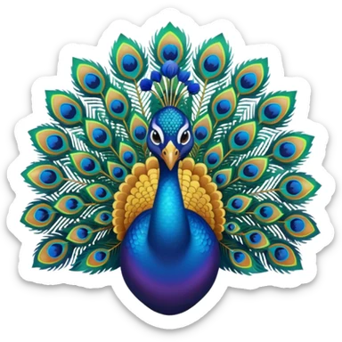 i want a peacock, multiple colors, relatively abstract, bright gradient. art deco style sticker