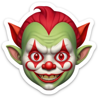 I want just one head but to be the combination of these three emojis 🤡👺👹 sticker
