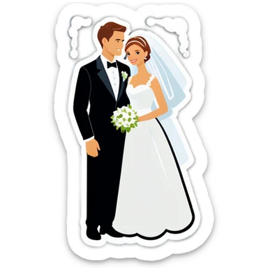 bride and groom separate  sticker