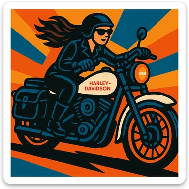 Add black leather saddle bags to the motorcycle, keep the vibrant toon style and all original details. sticker