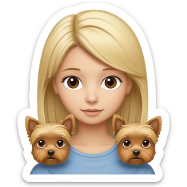 blonde girl straight hair and two yorkies sticker