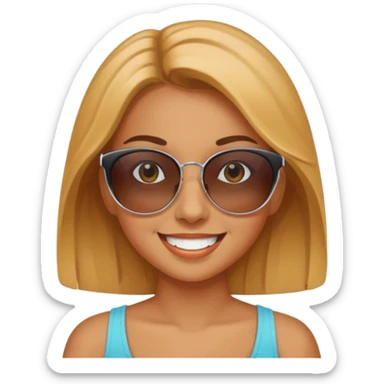 Tanned girl in sun sticker