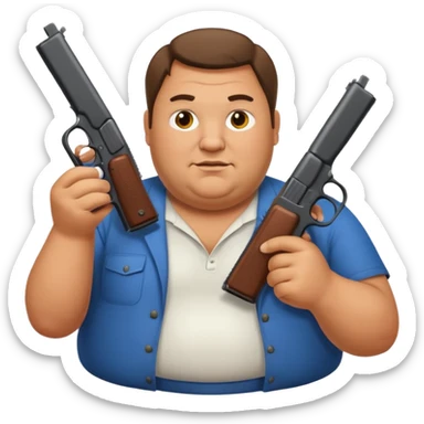 Really fat guy with two glocks sticker