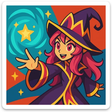 magical League of Legends character casting a spell, vibrant cartoon style sticker