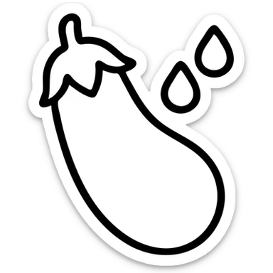 outlined eggplant with water droplets icon sticker