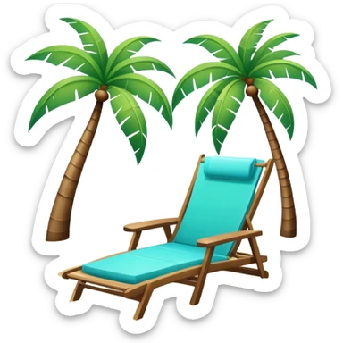 Beach paradise with palm trees and lounge chair sticker