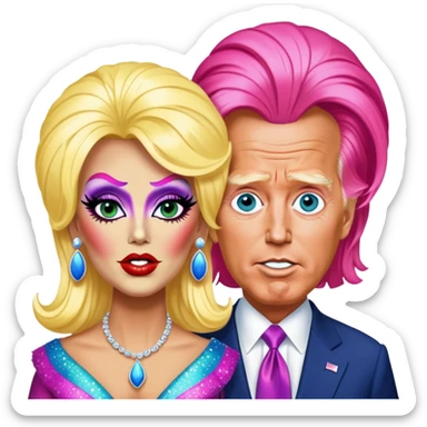 Donald trump and Joe Biden as drag queens  sticker