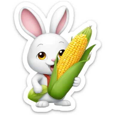  Bunny holding Earn corn  sticker