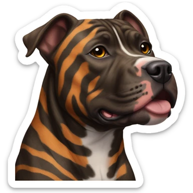 pitbull terrier dark brindle tiger stripes sticker