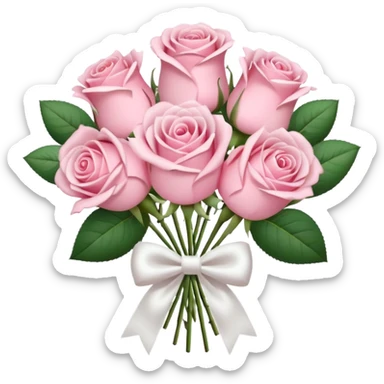 Pastel Pink roses bouquet with bow sticker