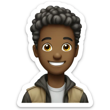 smiling boy in outdoor scene birthday sticker