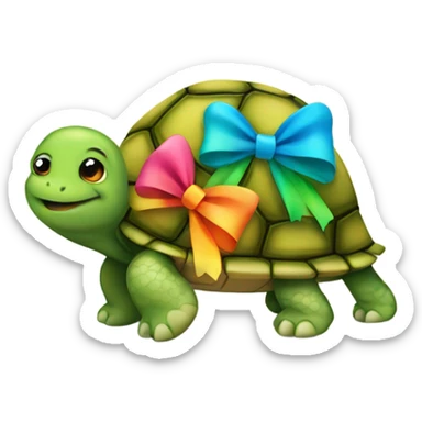 Turtle wearing a bow sticker