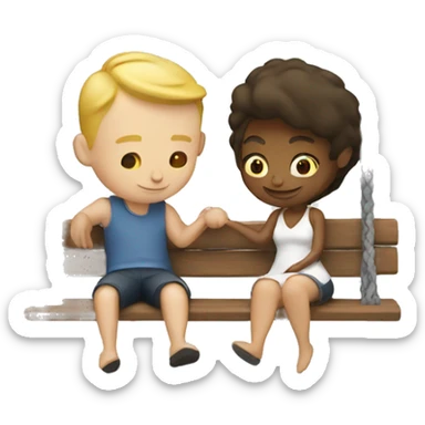 White Couple in a swing kissing sticker