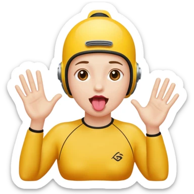 make someone doing diving hands from the front and sticking there tounge out sticker