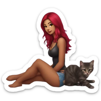 Katarina felene posing legs and kitten sticker