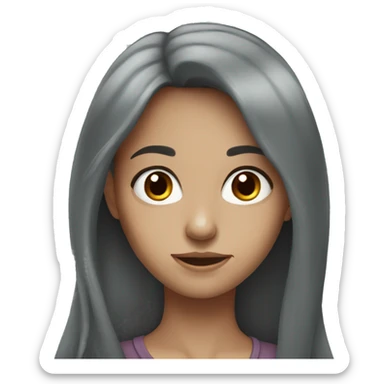 long dark red hair girl grey eyes sticker