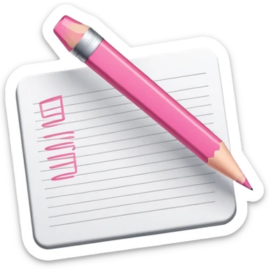 The hand writes with a pink pencil sticker