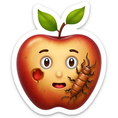Spoiled apple without face sticker