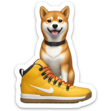Shiba inu wearing nike boots sticker