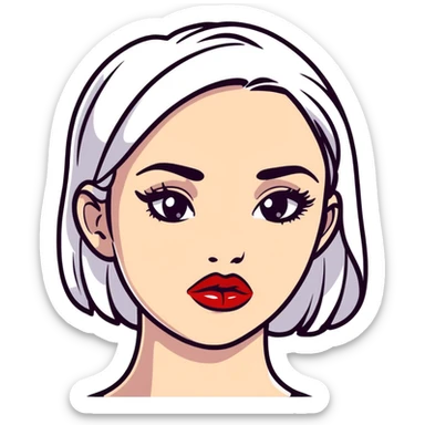 full glossy pouty baddie lips with lip liner sticker