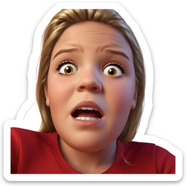 girl in red shirt indoors sticker