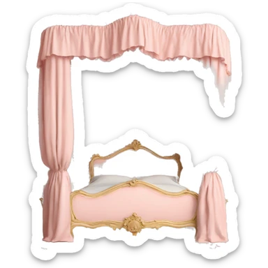 vintage pale pink rococo canopy bed sticker