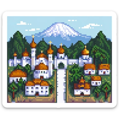 illustration of Nalchik city in pixel art style sticker