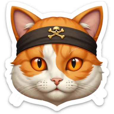 pirate cat with one closed eye with eye patch sticker