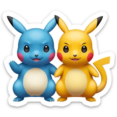 2 friendly pokemans helping each other  sticker