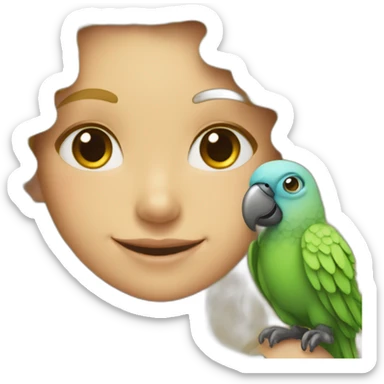curly smiling blonde girl with parrot on her shoulder sticker