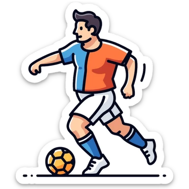 football player running with ball, soccer athlete sticker